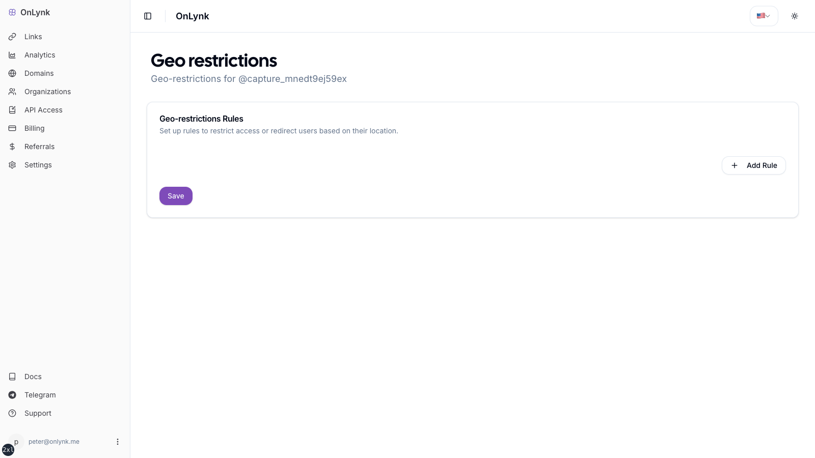 OnLynk geo-restrictions editor
